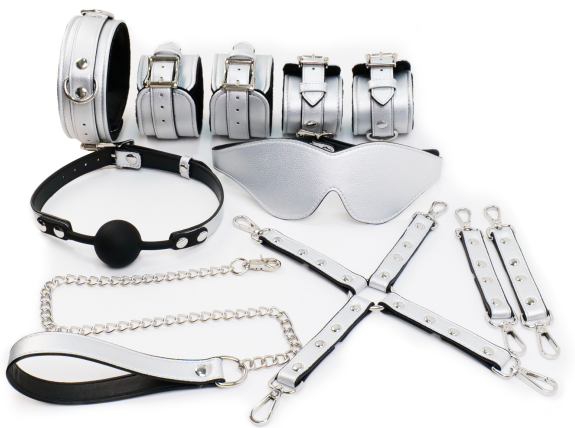 BDSM Bondage Restraint Kit -Silver AS-BK2402SIL