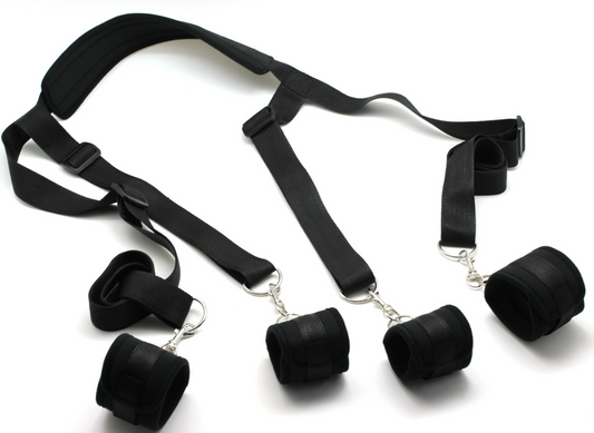 Handcuffs Ankle Cuffs Belt Restraint Kit AS24-04BK-32